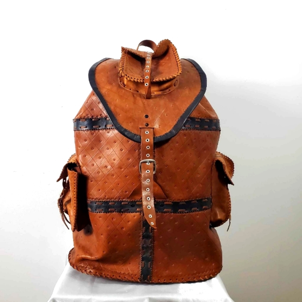 Vintage Leather Handmade Big Backpack